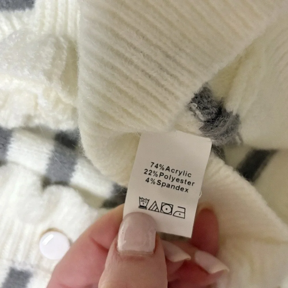 Pretty Garden Cardigan Sweater‎ Women M Stripes Nautical Buttons Soft Ruffle - Picture 8 of 9